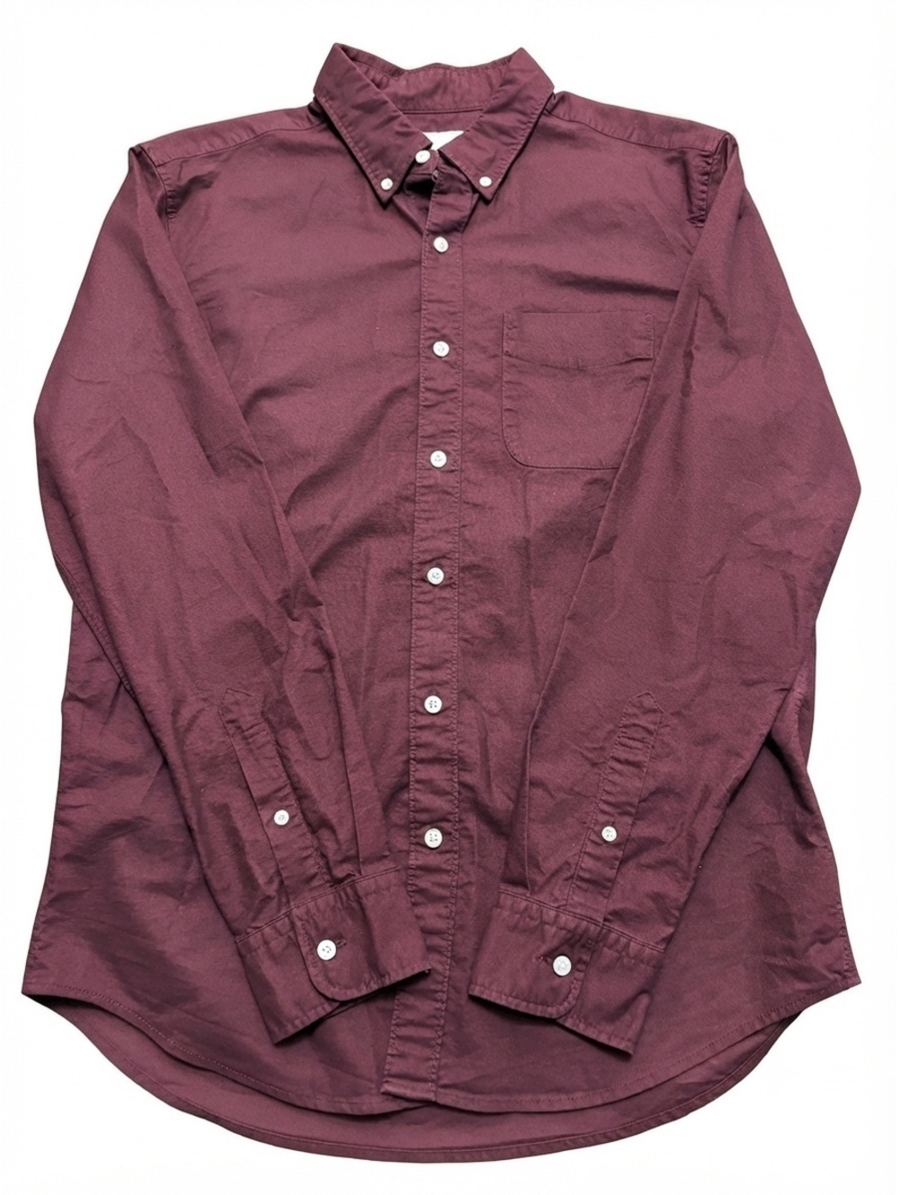 American Eagle Outfitters Men's Burgundy Button Down Long Sleeve Shirt Size M